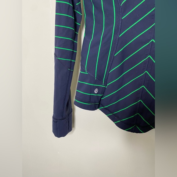 Lululemon Forme Jacket Blue Green Striped Cuffins Full Zip Inkwell - Picture 7 of 7